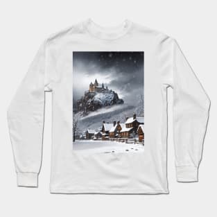 Graphic of a Winter Village in Barovia Long Sleeve T-Shirt